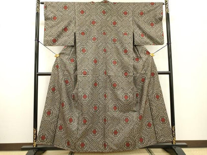 平和屋着物●本場大島紬　龍郷絣　7マルキ　花菱文　正絹　逸品　DABF2271fe