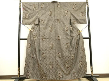 平和屋着物●本場大島紬　龍郷絣　7マルキ　花唐草文　正絹　逸品　DABF2272fe