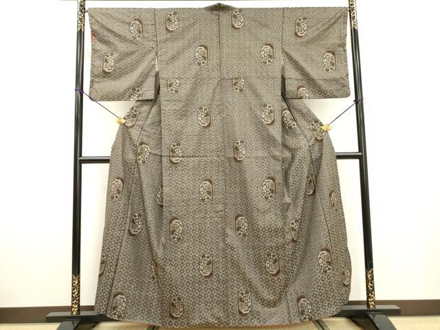 平和屋着物●本場大島紬　龍郷絣　7マルキ　花唐草文　正絹　逸品　DABF2272fe