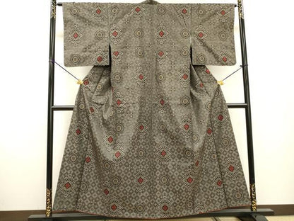 平和屋着物●本場大島紬　龍郷絣　7マルキ　花菱文　正絹　逸品　未使用　DABF2273fe