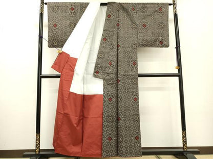 平和屋着物●本場大島紬　龍郷絣　7マルキ　花菱文　正絹　逸品　未使用　DABF2273fe