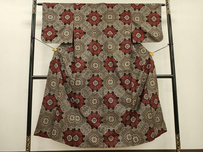平和屋着物●本場大島紬　龍郷絣　7マルキ　草花　正絹　逸品　DABF2274fe