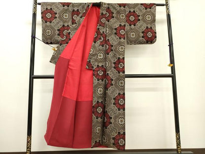 平和屋着物●本場大島紬　龍郷絣　7マルキ　草花　正絹　逸品　DABF2274fe