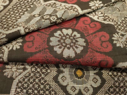 平和屋着物●本場大島紬　龍郷絣　7マルキ　草花　正絹　逸品　DABF2274fe