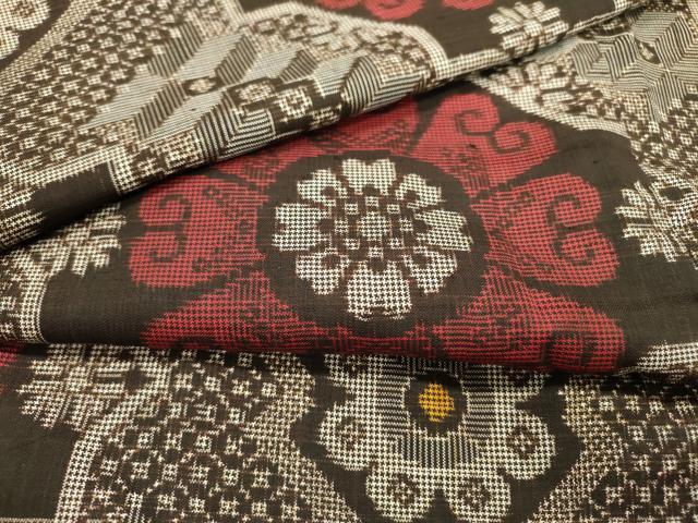 平和屋着物●本場大島紬　龍郷絣　7マルキ　草花　正絹　逸品　DABF2274fe