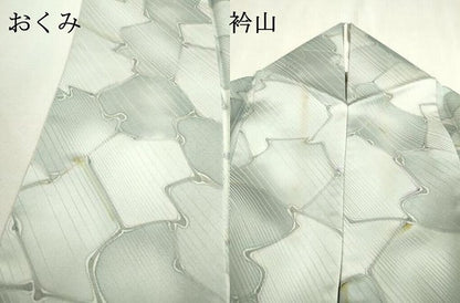 平和屋着物●染色作家　斉藤三才　小紋　石畳文　正絹　逸品　DABF2276fe