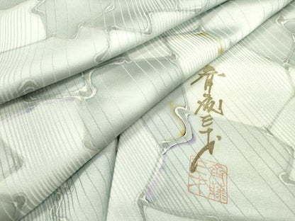 平和屋着物●染色作家　斉藤三才　小紋　石畳文　正絹　逸品　DABF2276fe