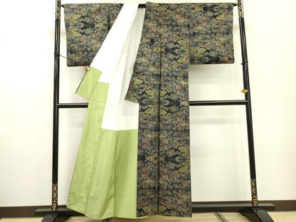平和屋着物●本場大島紬　7マルキ　風景花文　正絹　逸品　DABF2277fe