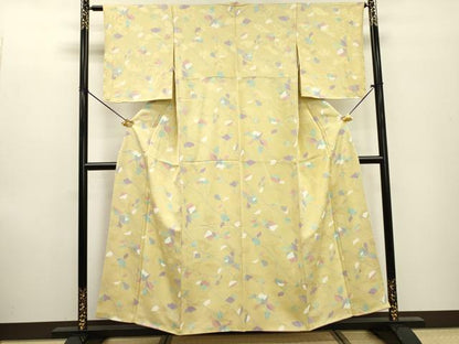 平和屋着物●上質な小紋　枝花　正絹　逸品　DABF2281fe