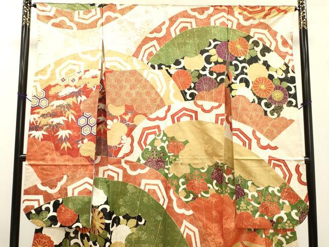 平和屋着物●豪華振袖　駒刺繍　吉祥菊唐草松文　金彩　金通し地　正絹　逸品　DABF2282fe
