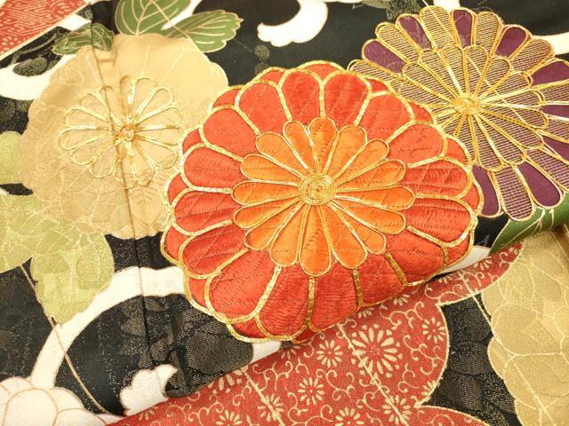 平和屋着物●豪華振袖　駒刺繍　吉祥菊唐草松文　金彩　金通し地　正絹　逸品　DABF2282fe