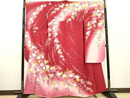 平和屋着物●豪華振袖　刺繍　枝垂れ花　暈し染　正絹　逸品　DABF2284fe