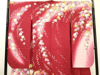 平和屋着物●豪華振袖　刺繍　枝垂れ花　暈し染　正絹　逸品　DABF2284fe
