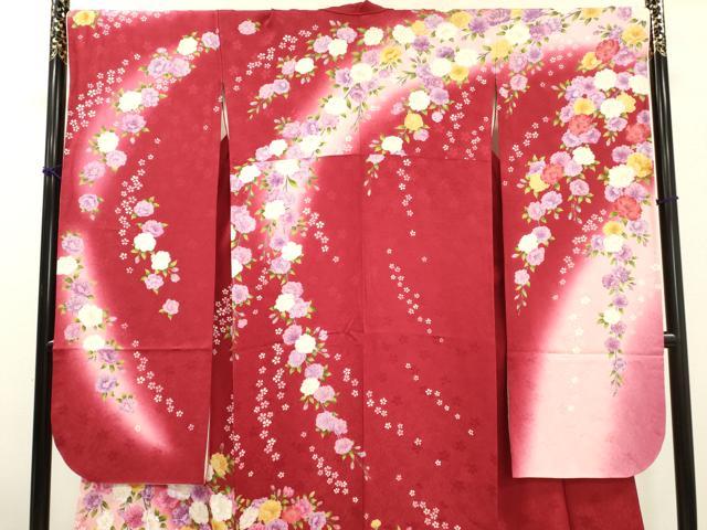 平和屋着物●豪華振袖　刺繍　枝垂れ花　暈し染　正絹　逸品　DABF2284fe
