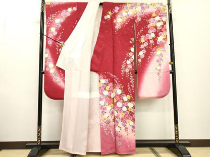 平和屋着物●豪華振袖　刺繍　枝垂れ花　暈し染　正絹　逸品　DABF2284fe