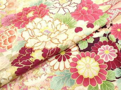 平和屋着物●豪華振袖　駒刺繍　渡り橋花松文　暈し染　金彩　正絹　逸品　DABF2288fe