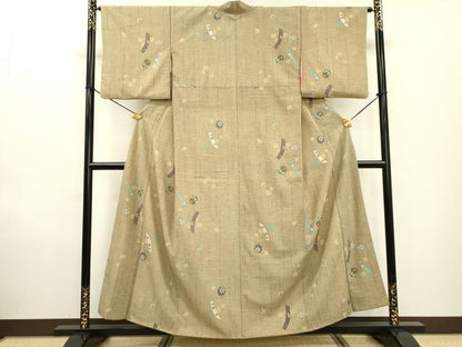 平和屋着物●小紋　短冊毬文　洗える着物　DABF2294fe