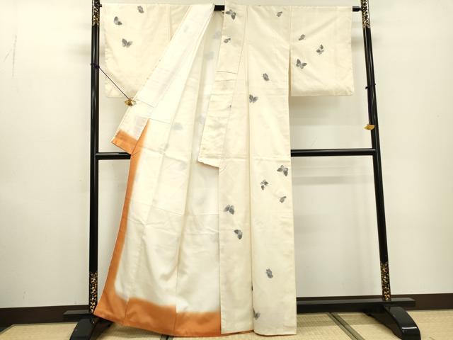 平和屋着物●京の名門・菱屋六右ェ門　紬　舞蝶文　正絹　逸品　DABF2300fe