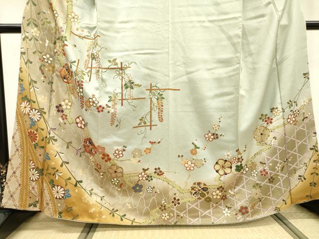 平和屋着物●訪問着　駒刺繍　藤花房枝花文　暈し染　金彩　ますいわ屋扱い　正絹　逸品　DABF2303fe