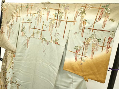 平和屋着物●訪問着　駒刺繍　藤花房枝花文　暈し染　金彩　ますいわ屋扱い　正絹　逸品　DABF2303fe