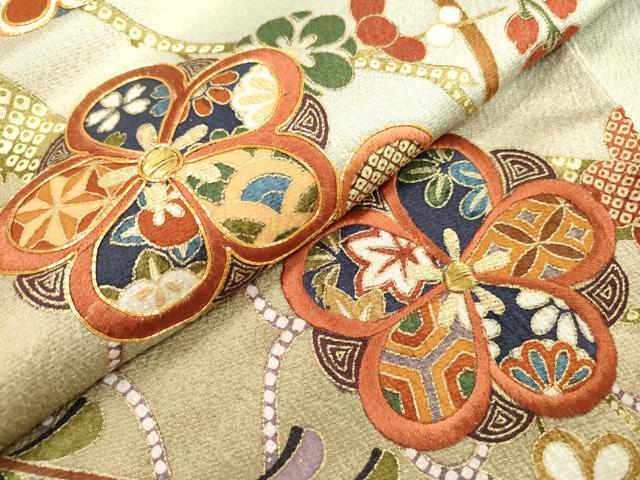平和屋着物●訪問着　駒刺繍　藤花房枝花文　暈し染　金彩　ますいわ屋扱い　正絹　逸品　DABF2303fe