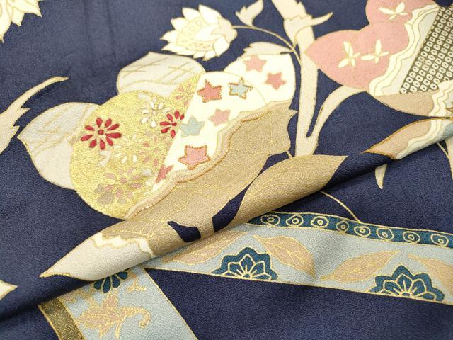 平和屋着物●訪問着　駒刺繍　橘花唐草文　金彩　正絹　逸品　DABF2304fe