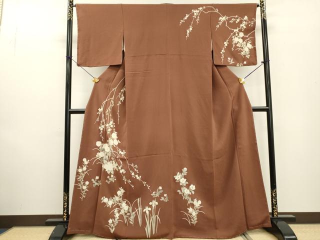 平和屋着物●訪問着　刺繍　枝花　金糸　鬼しぼ縮緬　鈴乃屋扱い　正絹　逸品　未使用　DABF2307fe