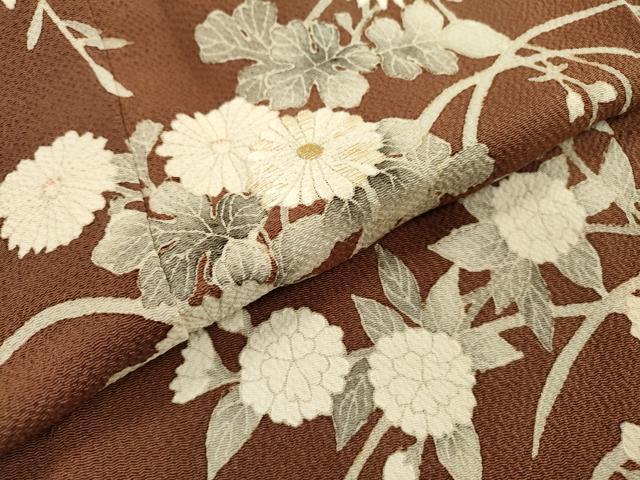 平和屋着物●訪問着　刺繍　枝花　金糸　鬼しぼ縮緬　鈴乃屋扱い　正絹　逸品　未使用　DABF2307fe