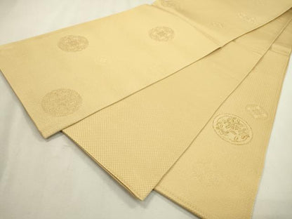 平和屋着物▼六通柄袋帯 花丸文 金通し地 正絹 逸品 DABF2308fe