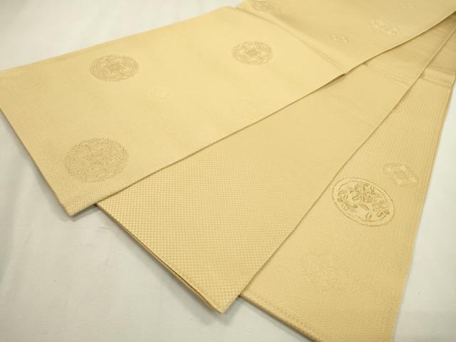 平和屋着物▼六通柄袋帯 花丸文 金通し地 正絹 逸品 DABF2308fe