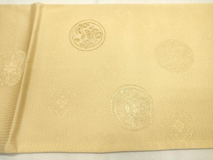平和屋着物▼六通柄袋帯 花丸文 金通し地 正絹 逸品 DABF2308fe