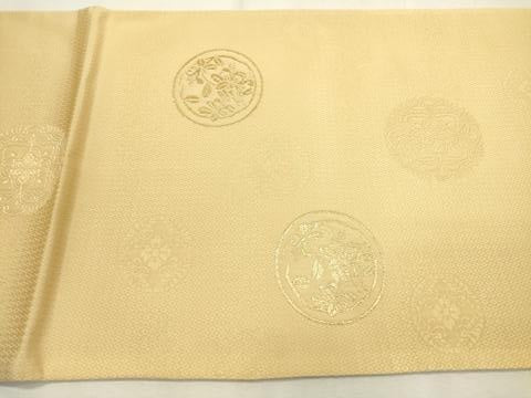 平和屋着物▼六通柄袋帯 花丸文 金通し地 正絹 逸品 DABF2308fe