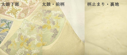 平和屋着物▼六通柄袋帯　草花　金銀糸　正絹　逸品　DABF2311fe