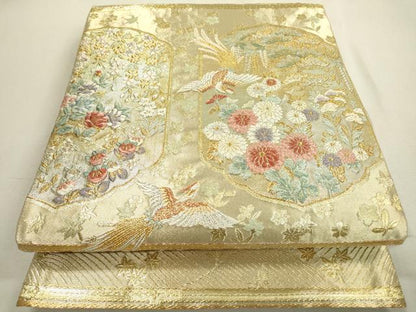 平和屋着物▼六通柄袋帯 唐織 鳳凰花松文 金銀糸 正絹 逸品 DABF2313fe