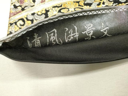 平和屋着物▼六通柄袋帯　唐織　更紗花鳥文　金銀糸　正絹　逸品　DABF2343fe