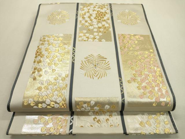 平和屋着物▼六通柄袋帯　短冊花松葉文　金銀糸　正絹　逸品　DABF2345fe