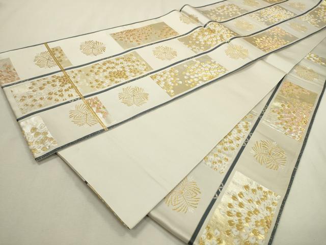 平和屋着物▼六通柄袋帯　短冊花松葉文　金銀糸　正絹　逸品　DABF2345fe
