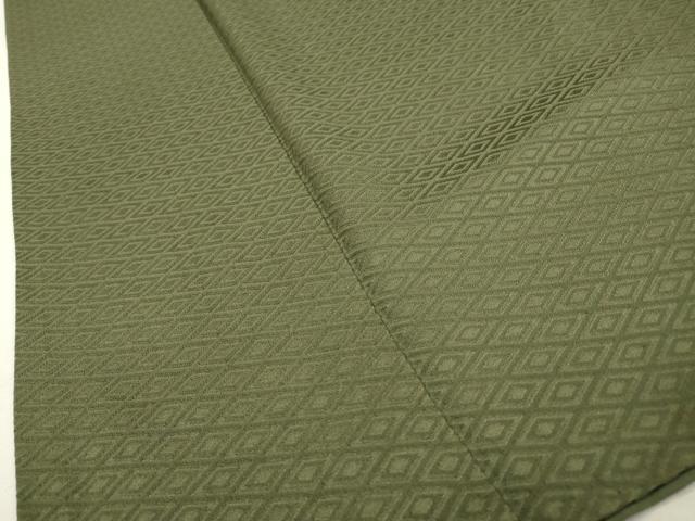 平和屋着物▼上質な色無地　菱地紋　老竹色　正絹　逸品　DABF2366fe