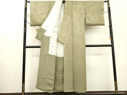 平和屋着物▼上質な色無地 霞地紋 利休茶色 正絹 逸品 DABF2367fe
