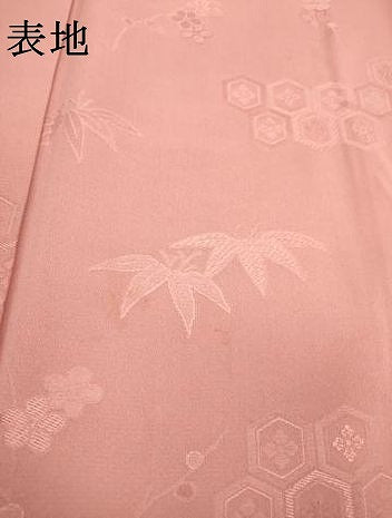 平和屋着物▼上質な色無地 枝花笹地紋 石竹色 正絹 逸品 DABF2374fe