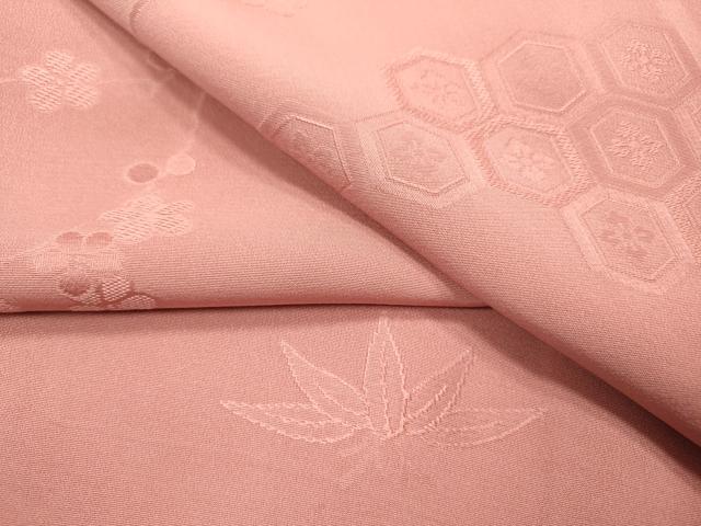 平和屋着物▼上質な色無地 枝花笹地紋 石竹色 正絹 逸品 DABF2374fe