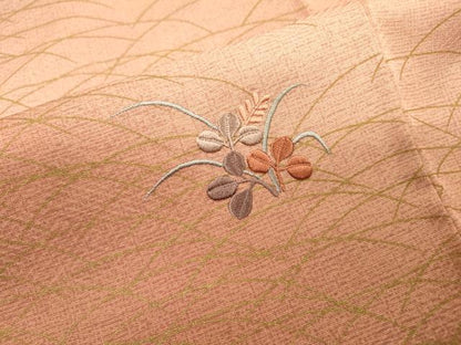 平和屋着物▼訪問着　刺繍　芝花文　暈し染　金彩　正絹　逸品　DABF2381fe