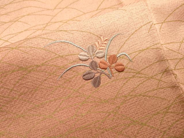 平和屋着物▼訪問着　刺繍　芝花文　暈し染　金彩　正絹　逸品　DABF2381fe