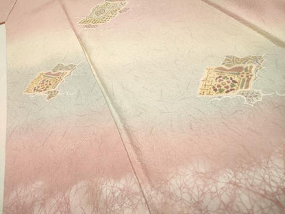 平和屋着物▼中国三大刺繍　スワトウ刺繍　汕頭刺繍　総刺繍　訪問着　天井正倉院花文　暈し染　正絹　逸品　DABF2391fe