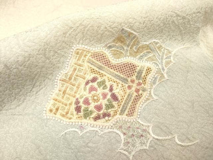 平和屋着物▼中国三大刺繍　スワトウ刺繍　汕頭刺繍　総刺繍　訪問着　天井正倉院花文　暈し染　正絹　逸品　DABF2391fe