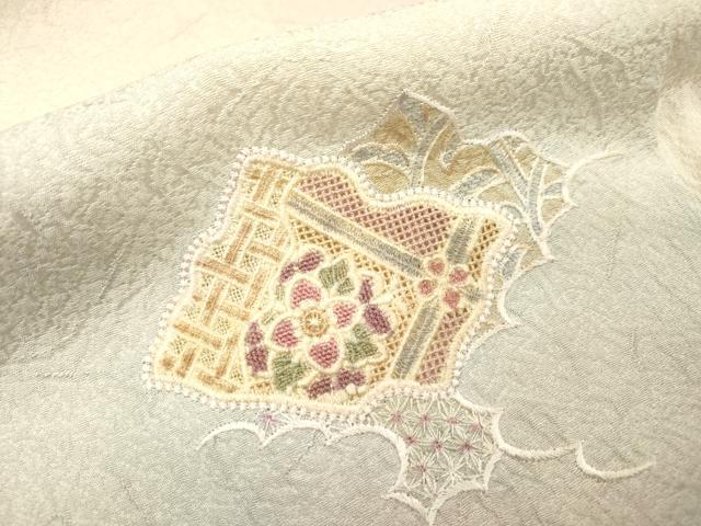 平和屋着物▼中国三大刺繍　スワトウ刺繍　汕頭刺繍　総刺繍　訪問着　天井正倉院花文　暈し染　正絹　逸品　DABF2391fe