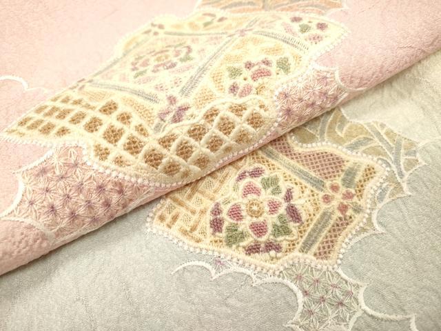平和屋着物▼中国三大刺繍　スワトウ刺繍　汕頭刺繍　総刺繍　訪問着　天井正倉院花文　暈し染　正絹　逸品　DABF2391fe