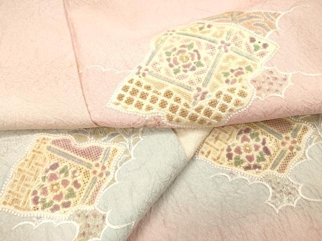 平和屋着物▼中国三大刺繍　スワトウ刺繍　汕頭刺繍　総刺繍　訪問着　天井正倉院花文　暈し染　正絹　逸品　DABF2391fe