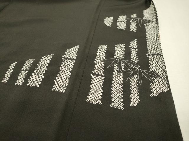 平和屋着物▼豪華黒留袖　駒刺繍　笹竹文　金糸　正絹　逸品　DABF2397fe