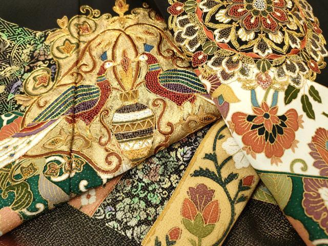 平和屋着物▼中国三大刺繍　相良刺繍　黒留袖　駒刺繍　向かい鳥花唐草文　暈し染　金彩　正絹　逸品　DABF2398fe